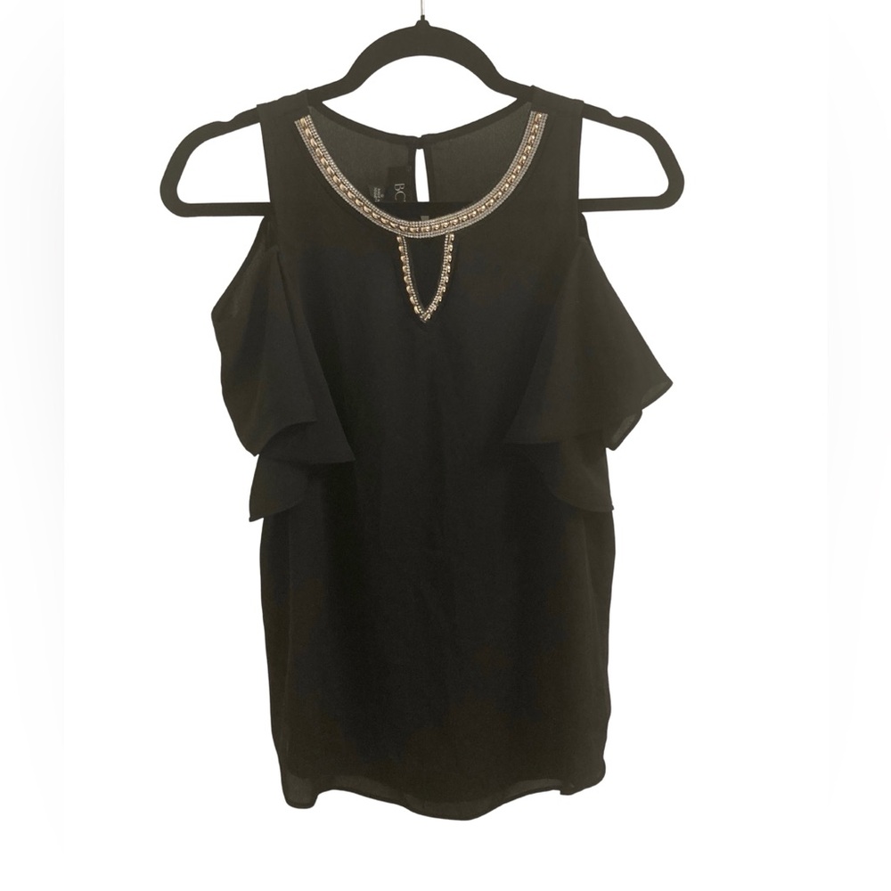 BCX BLACK EMBELLISHED BLOUSE SIZE S